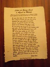 PARCHEMIN " LETTRE CODEE de G. SAND à A. DE MUSSET " PAPIER A LA CUVE 30X24 CM