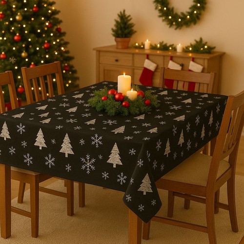 Nappe flocon sapin noir - et,