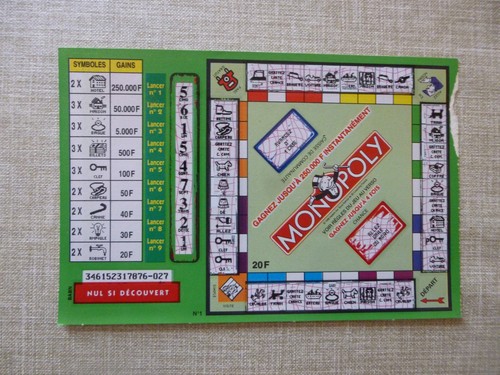 Ancien ticket carton jeu - ancien,