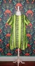 Essentiel Antwerp Neon Green Dress Snake Print A-Line Swing 38