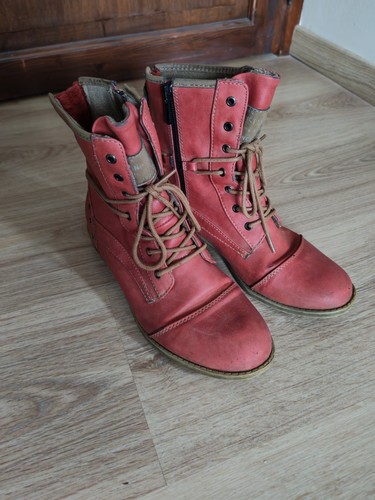 Bottines rouges lacets - bottines,