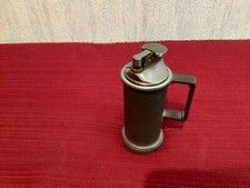 "OLD LIGHTER ON PEWTER JUG HOLDER" INSCRIPTION: pewter + 2 hallmarks "
