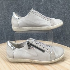 Mephisto Mobils Shoes Womens 8 Hawai Casual Low Top Sneakers Grey Leather Flats