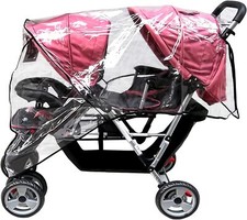 Habillage de Pluie pour Poussette Double Universelle Housse de Pluie Transpar...