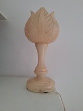 Alabaster Art Deco Tulip Lamp. Vintage Indoor Laying Lamp Lamp