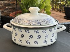 Villeroy & Boch Switch 3 Metal Stew Pot 10 1/4” 4Qt Blue Birds Enameled Germany
