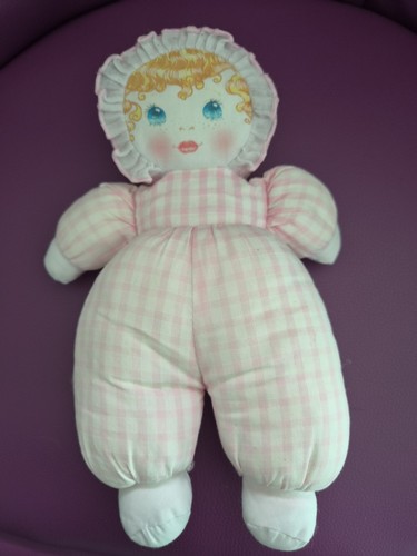 Doudou poupee rose carreau - doudou,