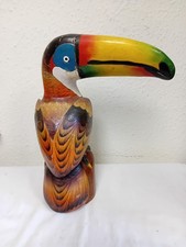 Carved Toucan in Painted Balsa Wood figurine 12" tall South America Ecuador etc