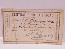 Antique 1863 Railroad Pass