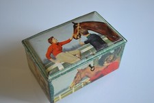 CHEVAUX HIPPISME DE ANDREIS MARSEILLE BOITE TOLE LITHO PUB ANCIENNE TIN BOX