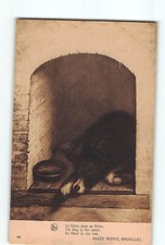 Old Vintage Dog Postcard Le chien dans sa niche - by Artist Antoine Wiertz