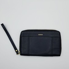[ FOSSIL ] Womens Leather Jori Zip Clutch Wallet  in Midnight Navy