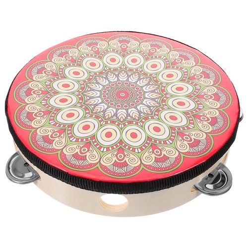 Hand held wooden - held, tambourine