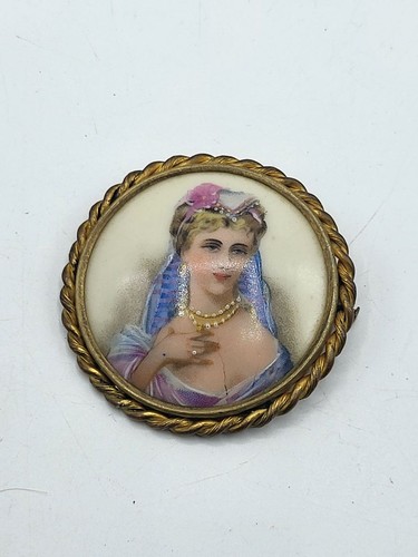 Broche ancienne porcelaine - , de