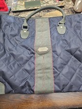Laurent David Quilted Weekend Bag Purse Zip Up Blue Green