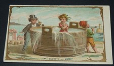 CHROMO 1880-1899 IN THE GARDEN OF THE LOUVRE LORIN TOYS PARIS SUZETTE IN THE BATH