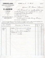 E. JANNIN à BEARD - firwood trade - invoice year 1909