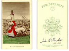 A. Findlow, woman in suit and sheep, watercolour, Wales vintage albu