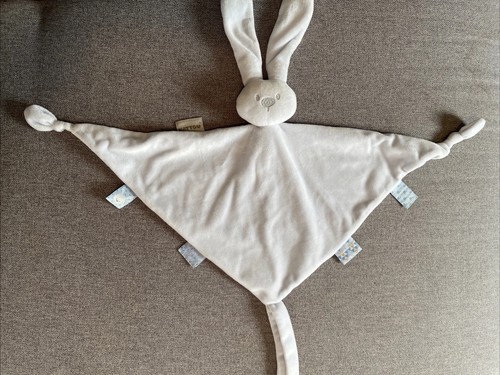 Grand doudou lapin - plat, bleu