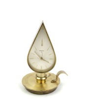 Rare MCM Vintage Swiza 8 Alarm Clock Candle Flame Shaped Brass Clock - Works!!