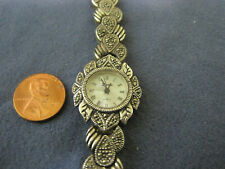 H69  ladys sterling silver ROMA marcassite quartz watch bracelet