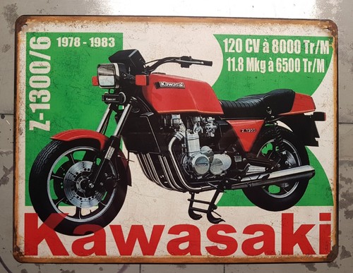 Plaque métal vintage kawasaki - plaque,