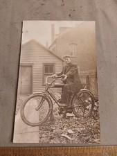 RPPC Early Motorcycle and Rider Balloon Tires