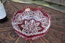 Belgian VAL SAINT LAMBERT cranberry Red Centerpiece bowl crystal glass marked