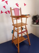 Toy: Vintage Doll High Chair, Wooden - Folding - 1950s