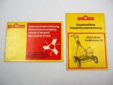 Wolf UV Motor Scarifier Owners Manual Parts List