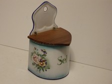 boîte à sel  cafetière pot en tôle émaillée