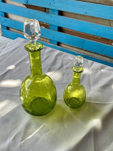 Paire carafes cristal vert - carafes,