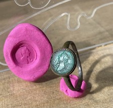 Ancienne Bague Sceau, XVIII ème Siècle, Bronze, Intaille buste profil Femme