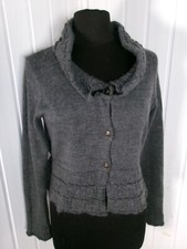 Pull boutons gilet court maille laine /alpaga/angora gris LUNATISME T.3 M 38/40