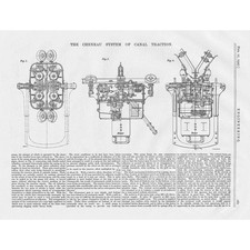 The Cheneau System of Canal Traction Vintage Engineering Print 1927