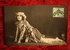 1908 Reutlinger Photo Card: Fur Woman, Leopard, Having Travelled Egypt 