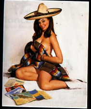 Vintage Illustrated ADULT Wise PIN-UP Naturist PICTURE with SOMBRERO HAT