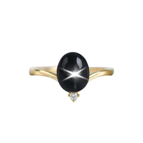 Bague saphir étoile noire