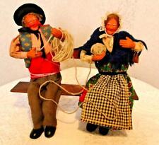 Santons Antique Provence Dressed Life Scene Couple Sitting Bench Ball Wool S73