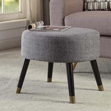 Pouf Tabouret en Tissu Gris