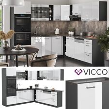 Kitchenette Cuisine en angle Cuisine intégrée R-Line angle anthracite blan Vicco