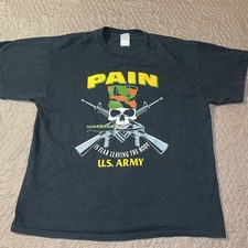 Vintage Army Pain is Fear Shirt XL Single Stitch 1993 Talking Tops Skull