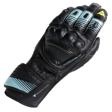 DAINESE FIERO METAL LEATHER MOTORCYCLE RACING GLOVES BLACK WATER FLUO YELLOW