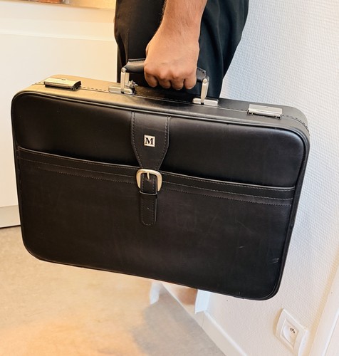 Valise vintage cuir - cuir, noir