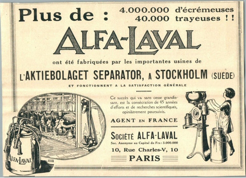 Alfa laval 1925 ecremeuse - laval,