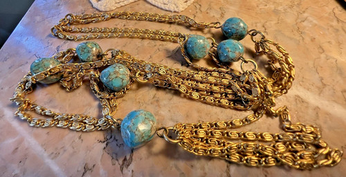 Collier sautoir ancien - , pierre