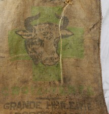 Ancien et rare Sac en Toile de Jute arachide huilerie bordelaise