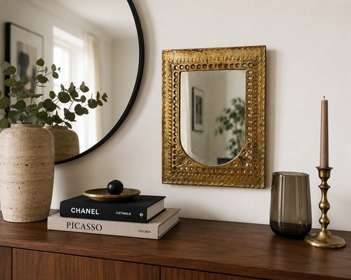 Miroir mural vintage laiton - mural,