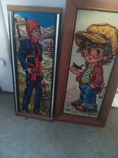 2 Tableaux canevas avec cadre,  Ramoneur et Titi parisien