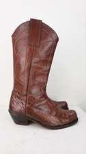 Vintage unbranded exotic leather cowboy boots in bourban size EU42/UK7.5/USM8.5